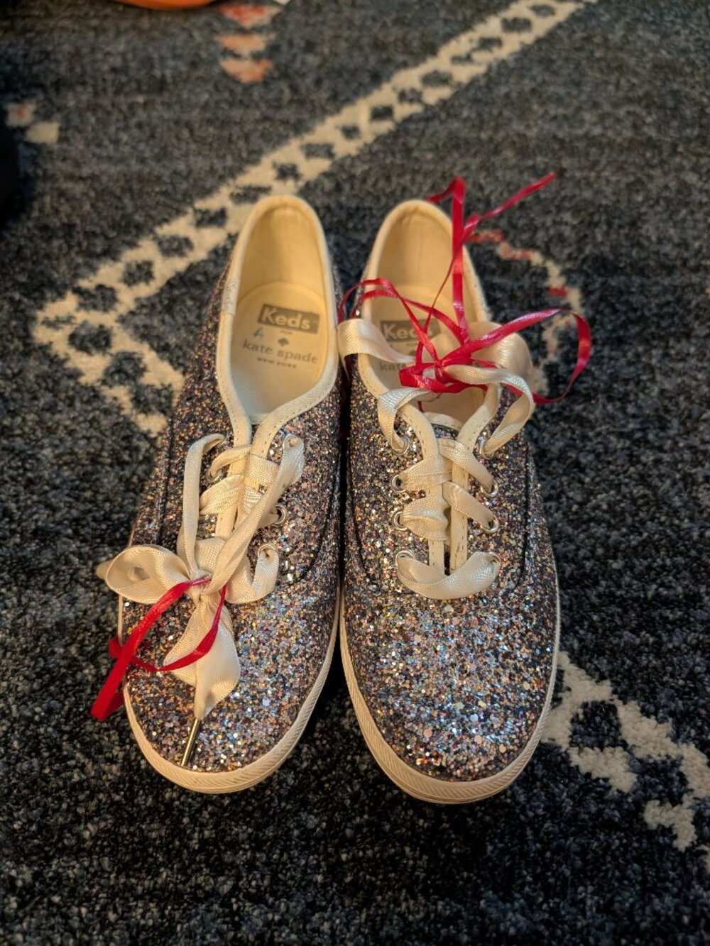 Keds x Kate Spade Champion Glitter Sneakers Size 5 Multicolor Sparkle Satin Lace